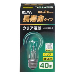 ＥＬＰＡ　長寿命クリア電球　Ｌ１００Ｖ３８Ｗ−Ｃ　クリア｜komeri