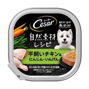 シーザー　自然素材レシピ　平飼いチキン＆にんじん・いんげん　８５ｇ｜komeri