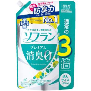 ライオン　ソフラン　プレミアム消臭０　フレッシュグリーンアロマの香り　詰替用　特大　１２６０ｍｌ 6個セット｜komeri