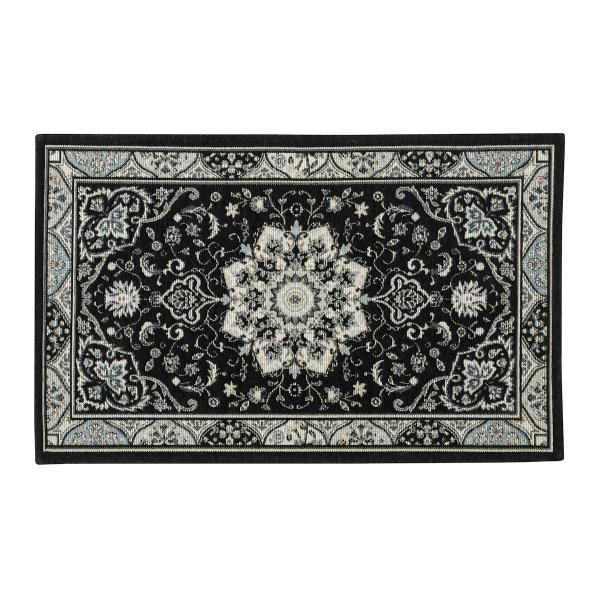 アテーナライフ　ゴブラン玄関マット　メダリオン　ネイビー　８０×５０ｃｍ