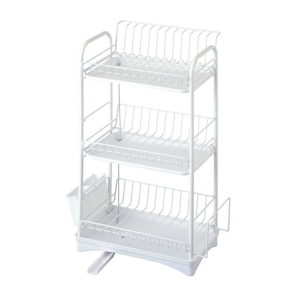 アテーナライフ　縦でも横でも使える水切りラック　３段　スリム　幅３７×高さ５９×奥行２３ｃｍ