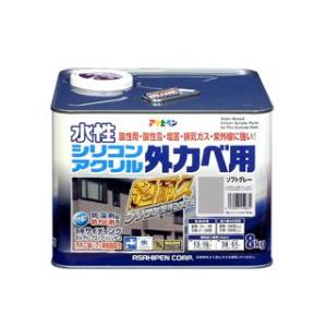 アサヒペン　水性シリコンアクリル　外カベ用塗料　８ｋｇ　ソフトグレー｜komeri