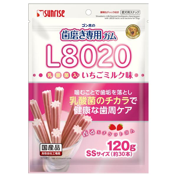ゴン太の歯磨き専用ガム　ＳＳサイズ　Ｌ８０２０乳酸菌入り　いちごミルク味　１２０ｇ