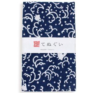 IRODORI 母の日 手ぬぐい 日本製 ひょうたん唐草 瓢箪 青 端がほつれ