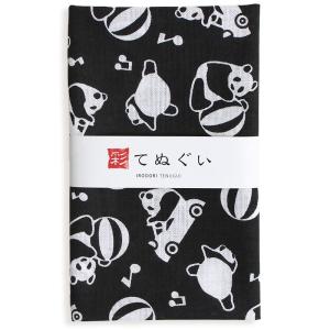 【5のつく日】手ぬぐい 日本製 パンダ 黒 綿100% 切りっぱなし 手拭い タオル ギフト TE-06116-IR｜株式会社米七
