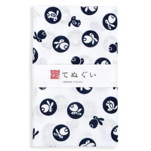 手ぬぐい 日本製 丸うさぎ 兎 白 端がほつれない