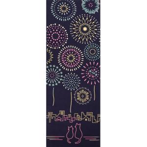 手ぬぐい 猫 花火 夏 タペストリー 花火猫 日本製 Airashika TE-6002-01