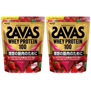 筋トレ ダイエット ホエイプロテイン ザバス ホエイプロテイン100 ストロベリー味 980g×2個セット 明治 約35食分 ビタミン配合