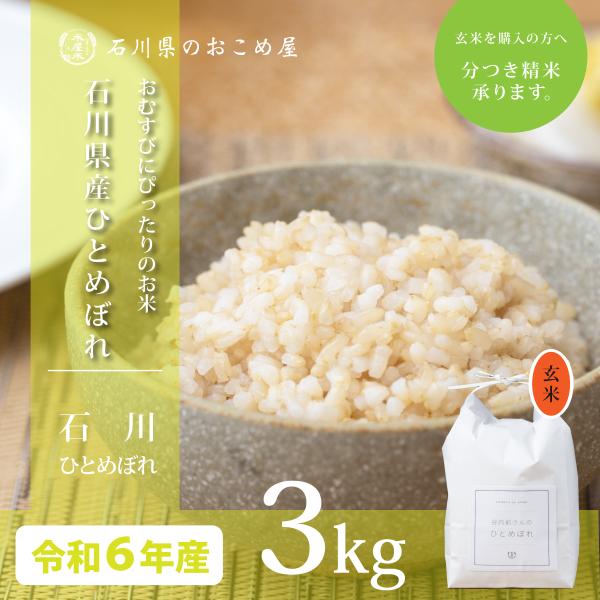 玄米 3kg ひとめぼれ 石川県産 令和6年 新米 3キロ お米 米 送料無料