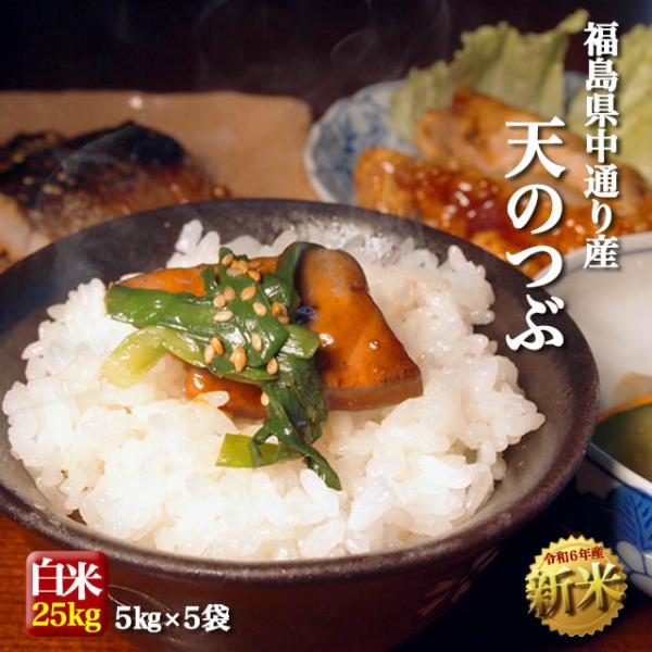 米 お米 令和5年産 福島県中通り産 天のつぶ 白米:25kg(5kg×5個)  送料無料 ※送料沖...