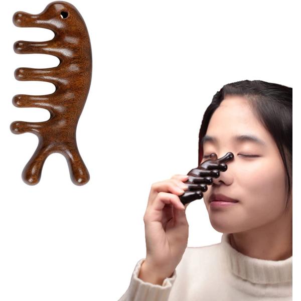 マッサージコーム 半月とき櫛 頭皮マッサージ 檀木櫛 天然木製 頭皮マッサージ 経絡マッサージ 人気...