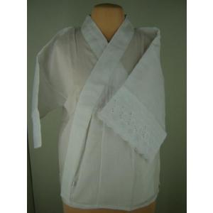 和装下着　広襟　晒半襦袢　レース袖付　Mサイズ