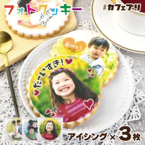 アイシング プリント クッキー 3枚 カフェプリ フォト 写真 お菓子 プレゼント プチギフト 名入れ ギフト 個包装 (CP:3P-3G-130K)