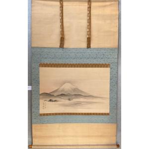 掛軸○ 河出幸之助 『椿』 美品 共箱 二重箱 太巻 肉筆 【日本画