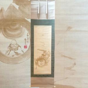 掛軸○ 河出幸之助 『椿』 美品 共箱 二重箱 太巻 肉筆 【日本画