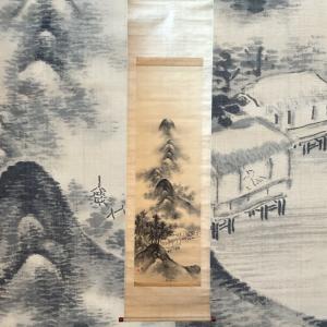 掛軸○ 河出幸之助 『椿』 美品 共箱 二重箱 太巻 肉筆 【日本画