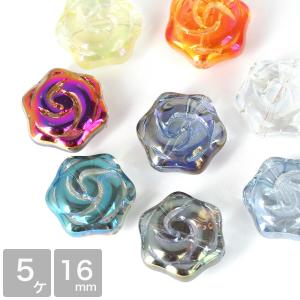 ローズガラスビーズ 5個入り 全9色 グラスビーズ オーロラ 薔薇 バラ お花 フラワー 手芸 ハンドメイド パーツ ピアス イヤリング 手作り アクセサリーパーツ｜コモレビスタ ビーズ アクセサリーパーツ