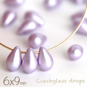 チェコガラスビーズ ドロップ 6×9mm フューシャピンク 20個 しずく