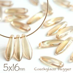 チェコビーズ ダガー 5×16mm  シャンパンハーフコート 約20個 チェコガラス アクセサリーパーツ ビーズ ハンドメイド 材料 パーツ ピアス イヤリング｜コモレビスタ ビーズ アクセサリーパーツ