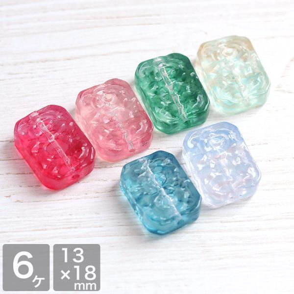 ガラスビーズ スクエアキャンディ 13×18mm グラスビーズ 四角 飴 アクセサリーパーツ ハンド...
