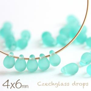 チェコビーズ ドロップ 約4×6mm カプリブルー 約30個 しずく チェコ