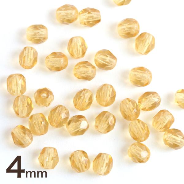 チェコビーズ FP 4mm ライトトパーズ 約30個 アクセサリーパーツ ファイヤーポリッシュ 黄色...