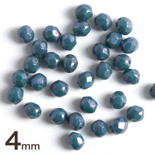 チェコビーズ FP 4mm ターコイズパープルラスター 約30個 アクセサリーパーツ ファイヤーポリ...