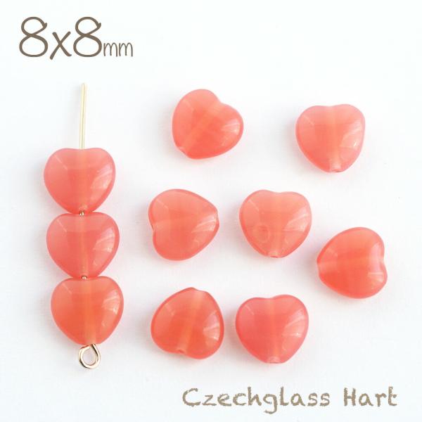 チェコビーズ ハート 8×8mm ローズオパール 10個 アクセサリーパーツ ハートモチーフ チェコ...
