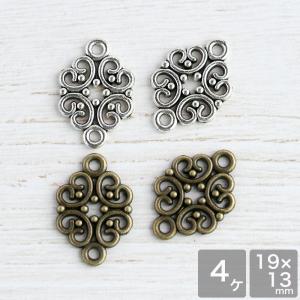 メタル透かしパーツ No.2 金古美 銀古美 4個 アクセサリーパーツ