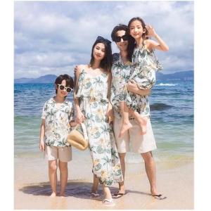 カップルペア家族お揃いメンズ/男の子アロハシャ...の詳細画像1