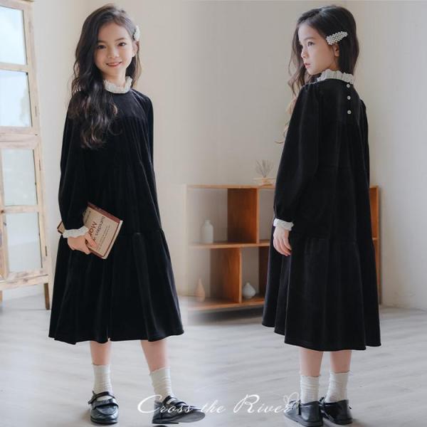 卒業式 スーツ 女の子 ワンピース ピアノ発表会 ドレス 150 160 卒服 ワンピース 長袖 冬...