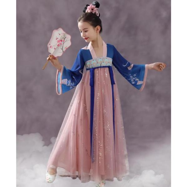 子供中華ダンス 衣装 女の子 漢服 中華服 中華ドレス 中国古典舞踊 ダンス 衣装 可愛い 唐時代 ...