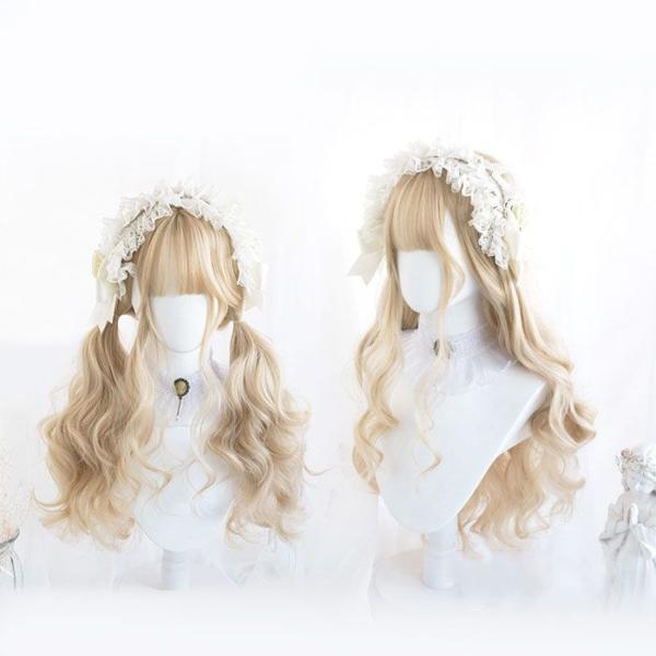 かつら 原宿風 巻き毛 ぱっつん前髪 コスプレウィッグ ロリータ ウィッグ カツラ 巻き髪 ツインテ...