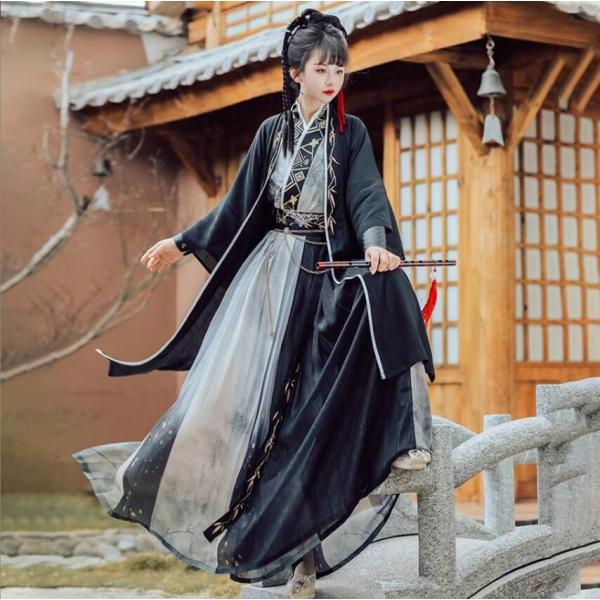 漢服 宋時代コスプレ衣装 竹柄プリント刺しゅう  レディース メンズ 男女兼用 ペアお揃い コスチュ...