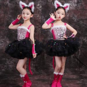 キッズ ダンス衣装 子供 ハロウィン 猫 コスプ...の商品画像