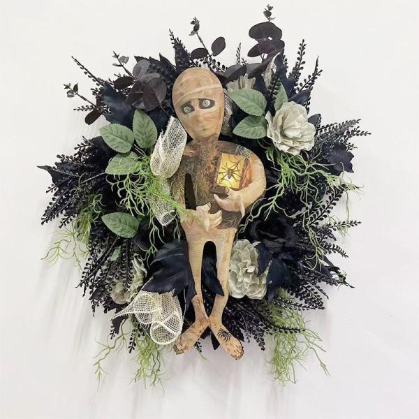 ハロウィンリース 飾り 直径40cm 装飾 ミイラ 玄関 装飾 花輪 おしゃれ 置物 ハロウィーン ...