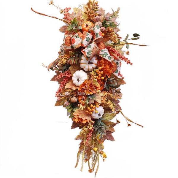 ハロウィンリース 飾り 装飾 玄関 装飾 花輪 おしゃれ 置物 かぼちゃ パンプキン 秋の葉 秋のリ...