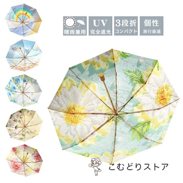傘 折りたたみ レディース 内側 おしゃれ 日傘 折りたたみ 軽量 完全遮光 晴雨兼用 傘 手開き ...