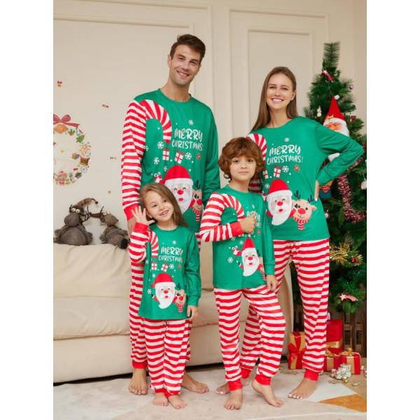 親子ペアパジャマ クリスマスルームウェア上下セットアップ 家族部屋着 サンタクロース　長袖パジャマ上...