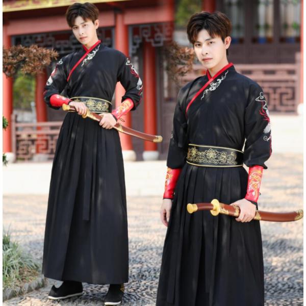 コスプレ衣装 チャイナ服 華流 ハロウィン 中華風　文化祭　黒 メンズ おしゃれグラデーション 中華...