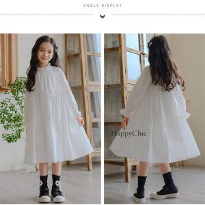 子供 ワンピース 女の子 シンプル 白ワンピー...の詳細画像2