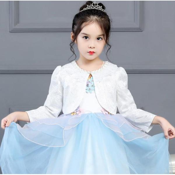 ボレロ　90-160CM　女の子可愛いボレロ カーディガン　フォマールウエア　レースパール長袖羽織物...