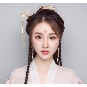 中華風フリンジかんざし　金銀2色　松梅柄可愛い簪　中国古代古典髪飾り　オリジナル唐装?漢服用中国風ヘ...