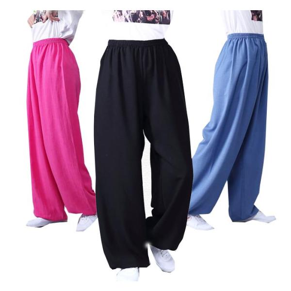 10色　春夏綿麻素材太極拳パンツ　レディース用カンフーパンツ　運動スポーツパンツ　チョウチンパンツ/...