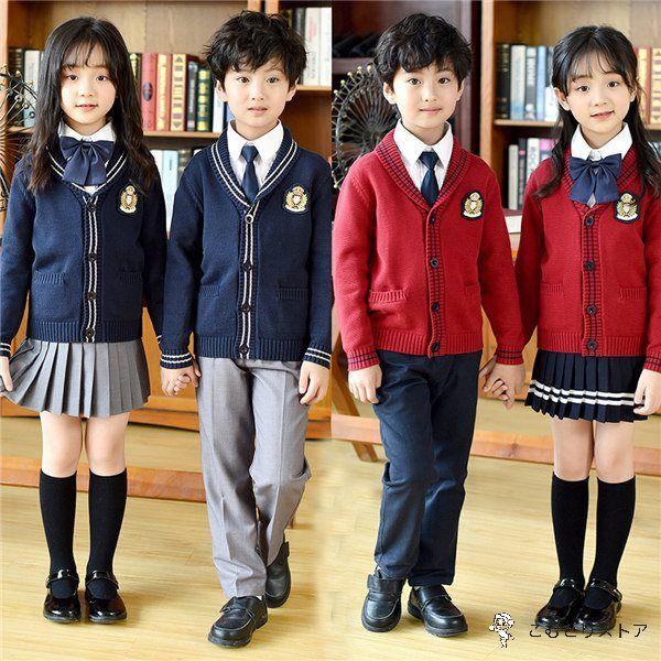 入学式 卒業式 スーツ 女の子 男の子 ジュニア 男子 女子 フォーマル 4点セット カーディガン ...