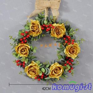 フラワーリース 壁掛け 玄関用リース 造花 イ...の詳細画像1