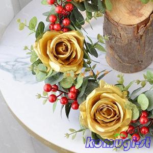 フラワーリース 壁掛け 玄関用リース 造花 イ...の詳細画像4