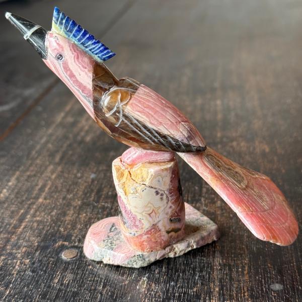 インカローズ 天然石 パワーストーン ロードクロサイト 原石 彫刻 鳥 置物 送料無料 インテリア ...