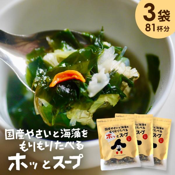 スープ 国産やさいと海藻をもりもり食べるホッ。とスープ 大袋 165g×3袋 わかめ 昆布 春雨 キ...