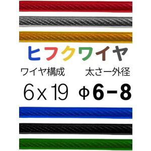 ビニール被覆ワイヤ_6×19(6-8) 黄透明 80M